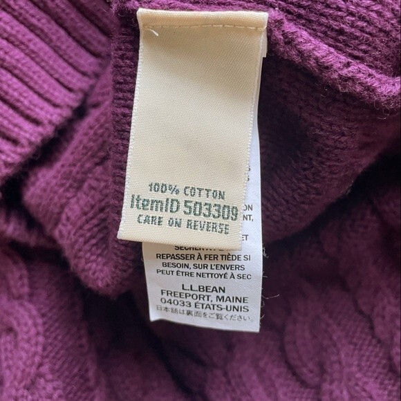 L.L. Bean Cable Knit Sweater Eggplant Fall Preppy Pullover Size SP Small Petite - Picture 5 of 7